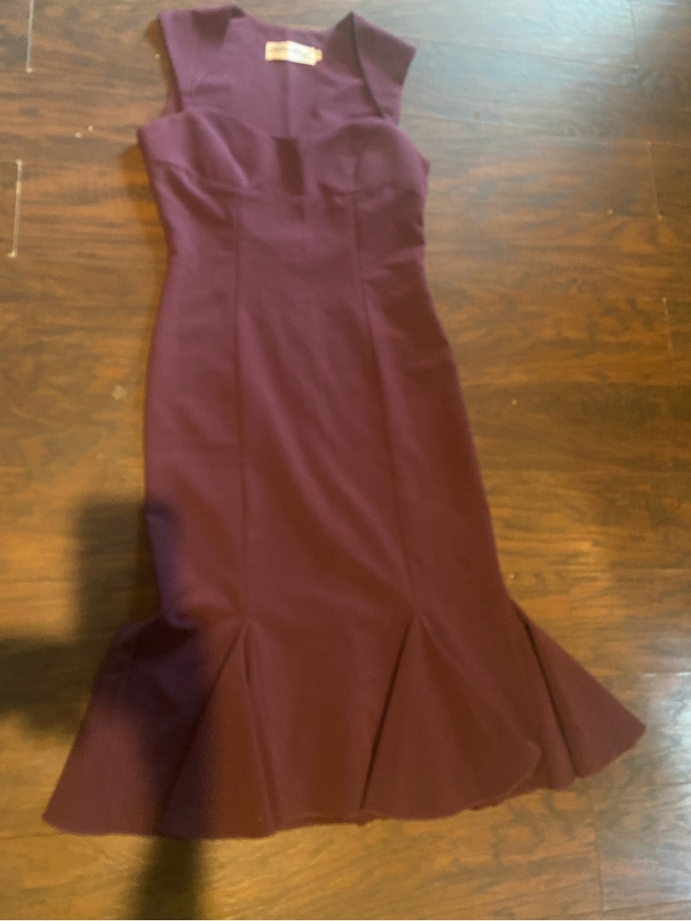 Bettie Page Plum Fitted Mermaid Midi Dress